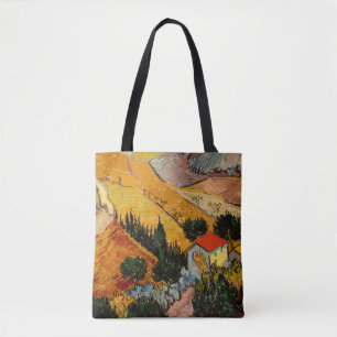 Vincent van Gogh - Landschap, Huis en ploegenman Tote Bag