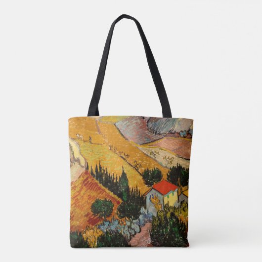 Vincent van Gogh - Landschap, Huis en ploegenman Tote Bag (Achterkant)