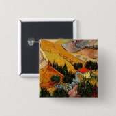 Vincent van Gogh - Landschap, Huis en ploegenman Vierkante Button 5,1 Cm (Voorkant /achterkant)