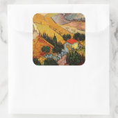 Vincent van Gogh - Landschap, Huis en ploegenman Vierkante Sticker (Tas)