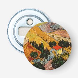 Vincent van Gogh - Landschap, huis en ploeger Button Flesopener