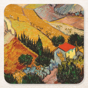 Vincent van Gogh - Landschap, huis en ploeger Kartonnen Onderzetters