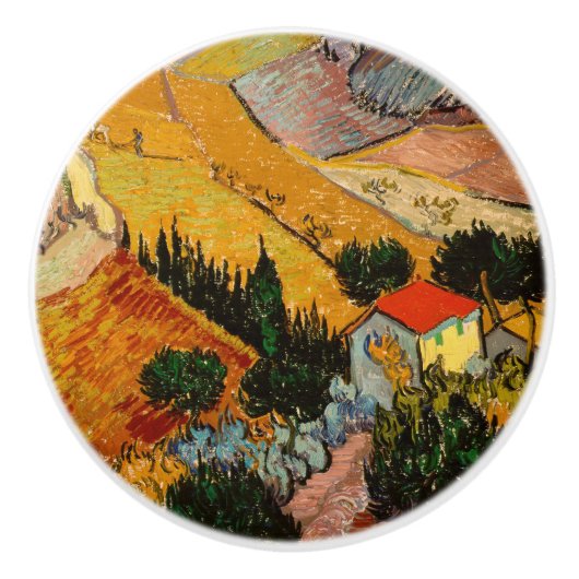 Vincent van Gogh - Landschap, huis en ploeger Keramische Knop (Voorkant)