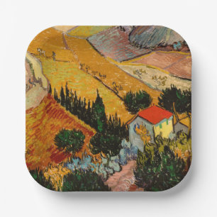 Vincent van Gogh - Landschap, huis en ploeger Papieren Bordje