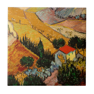 Vincent van Gogh - Landschap, huis en ploeger Tegeltje