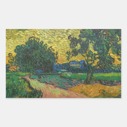Vincent van Gogh - Landschap in Twilight Rechthoekige Sticker (Voorkant)