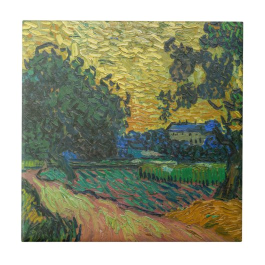 Vincent van Gogh - Landschap in Twilight Tegeltje (Voorkant)