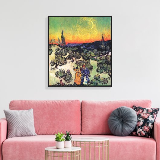 Vincent van Gogh - Landschap met een paar fijne ku Canvas Afdruk (Insitu (Woonkamer))