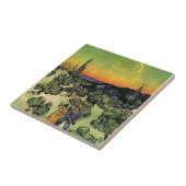 Vincent van Gogh - Landschap met een paar fijne ku Tegeltje (Zijkant)