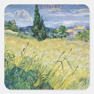 Vincent van Gogh Landschap met Groene Korn, 1889 Vierkante Sticker