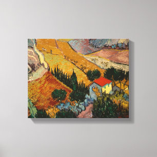 Vincent van Gogh   Landschap met House & Plowman Canvas Afdruk