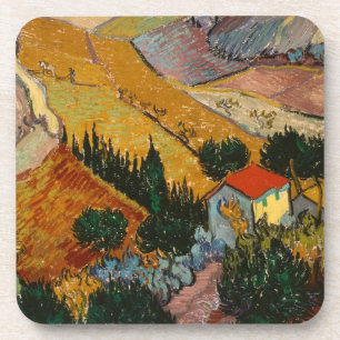 Vincent van Gogh   Landschap met House & Plowman Onderzetter