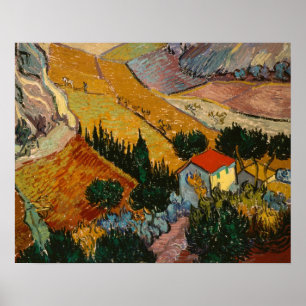 Vincent van Gogh   Landschap met House & Plowman Poster
