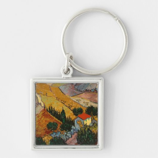 Vincent van Gogh | Landschap met House & Plowman Sleutelhanger (Voorkant)