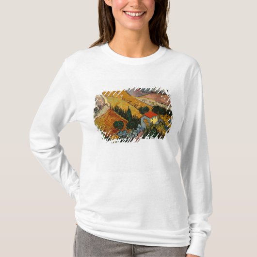 Vincent van Gogh | Landschap met House & Plowman T-shirt (Voorkant)