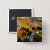 Vincent van Gogh | Landschap met House & Plowman Vierkante Button 5,1 Cm (Voorkant /achterkant)