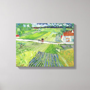 Vincent van Gogh - Landschap met Koets & Trein Canvas Afdruk