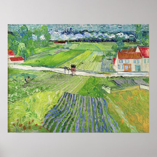 Vincent van Gogh - Landschap met Koets & Trein Poster (Voorkant)