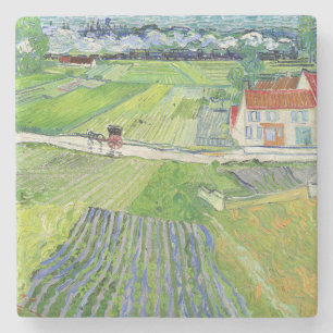 Vincent van Gogh - Landschap met Koets & Trein Stenen Onderzetter