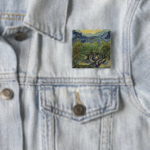 Vincent van Gogh - Landschap met olijfbomen Vierkante Button 5,1 Cm (In situ)