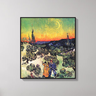 Vincent Van Gogh - Landschap met stel Kunstwerk Canvas Afdruk
