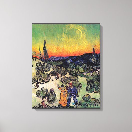 Vincent Van Gogh - Landschap met stel Kunstwerk Canvas Afdruk (Voorkant)