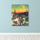 Vincent Van Gogh - Landschap met stel Kunstwerk Canvas Afdruk (Insitu (Houten vloer))