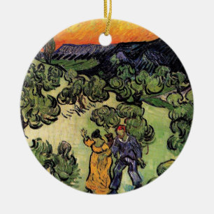 Vincent Van Gogh - Landschap met stel Kunstwerk Keramisch Ornament