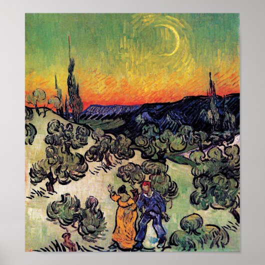 Vincent Van Gogh - Landschap met stel Kunstwerk Poster (Voorkant)
