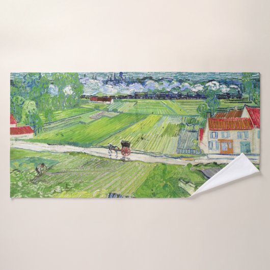 Vincent van Gogh - Landschap met vervoer en trein Bad Handdoek (Badhanddoek)