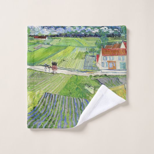 Vincent van Gogh - Landschap met vervoer en trein Bad Handdoek (Wasdoekje)