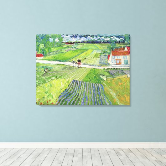 Vincent van Gogh - Landschap met vervoer en trein Canvas Afdruk (Insitu (Houten vloer))