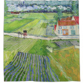 Vincent van Gogh - Landschap met vervoer en trein Douchegordijn (Voorkant)