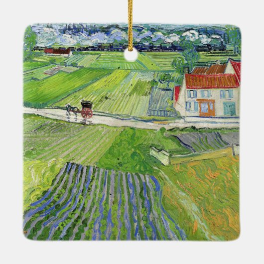 Vincent van Gogh - Landschap met vervoer en trein Keramisch Ornament (Achterkant)