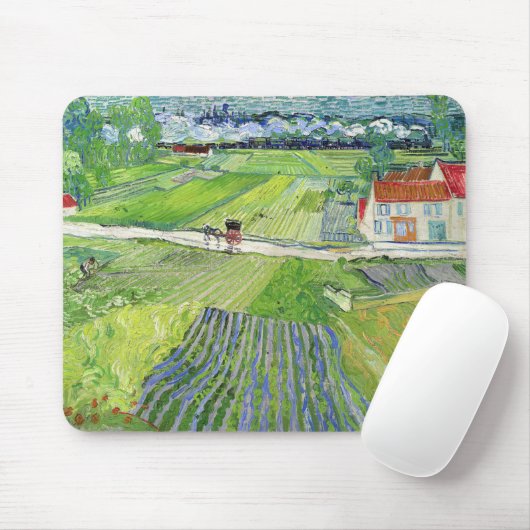 Vincent van Gogh - Landschap met vervoer en trein Muismat (Met muis)