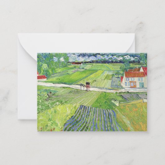 Vincent van Gogh - Landschap met vervoer en trein Notitiekaartje (Voorkant)