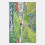 Vincent van Gogh - Landschap met vervoer en trein Theedoek (Verticaal)