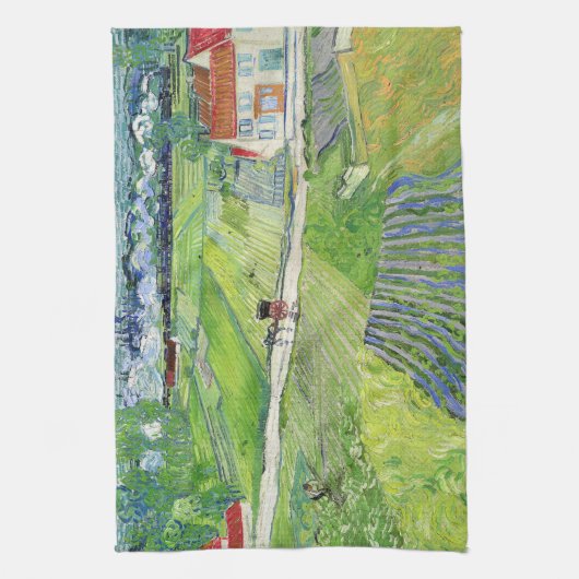 Vincent van Gogh - Landschap met vervoer en trein Theedoek (Verticaal)