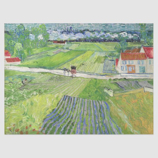 Vincent van Gogh - Landschap met vervoer en trein Tissuepapier (Voorkant)