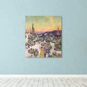 Vincent van Gogh | Landschap Moonlit, 1889 Canvas Afdruk (Insitu (Houten vloer))