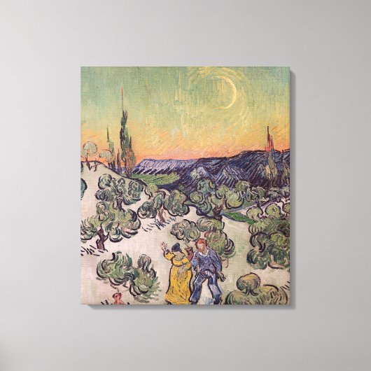 Vincent van Gogh | Landschap Moonlit, 1889 Canvas Afdruk (Voorkant)