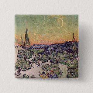 Vincent van Gogh Landschap Moonlit, 1889 Vierkante Button 5,1 Cm