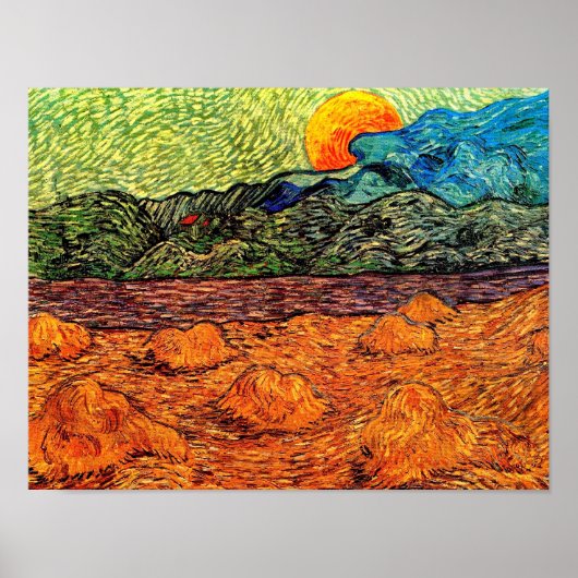 Vincent Van Gogh - Landschap 's avonds opkomende m Poster (Voorkant)
