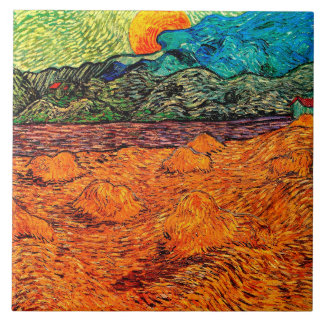 Vincent Van Gogh - Landschap 's avonds opkomende m Tegeltje