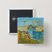 Vincent van Gogh - Langlois Bridge in Arles #1 Vierkante Button 5,1 Cm (Voorkant /achterkant)
