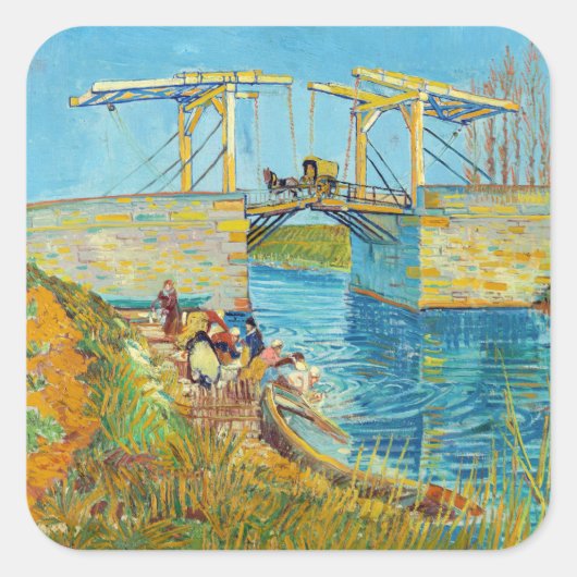 Vincent van Gogh - Langlois Bridge in Arles #1 Vierkante Sticker (Voorkant)