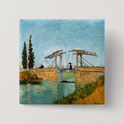 Vincent van Gogh - Langlois Bridge in Arles #3 Vierkante Button 5,1 Cm (Voorkant)