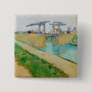 Vincent van Gogh - Langloisbrug bij Arles #2 Vierkante Button 5,1 Cm