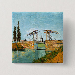 Vincent van Gogh - Langloisbrug bij Arles #3 Vierkante Button 5,1 Cm