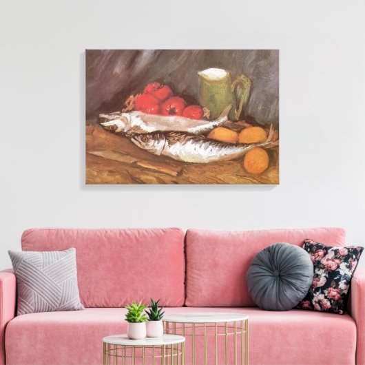 Vincent van Gogh - Makreel, citroenen en tomaten Canvas Afdruk (Insitu (Woonkamer))